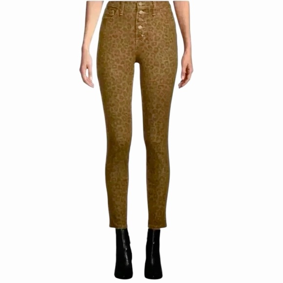 Time And True Leopard Animal Print Brown High Rise Curvy Jeans Pants Sz 4 - Picture 1 of 8